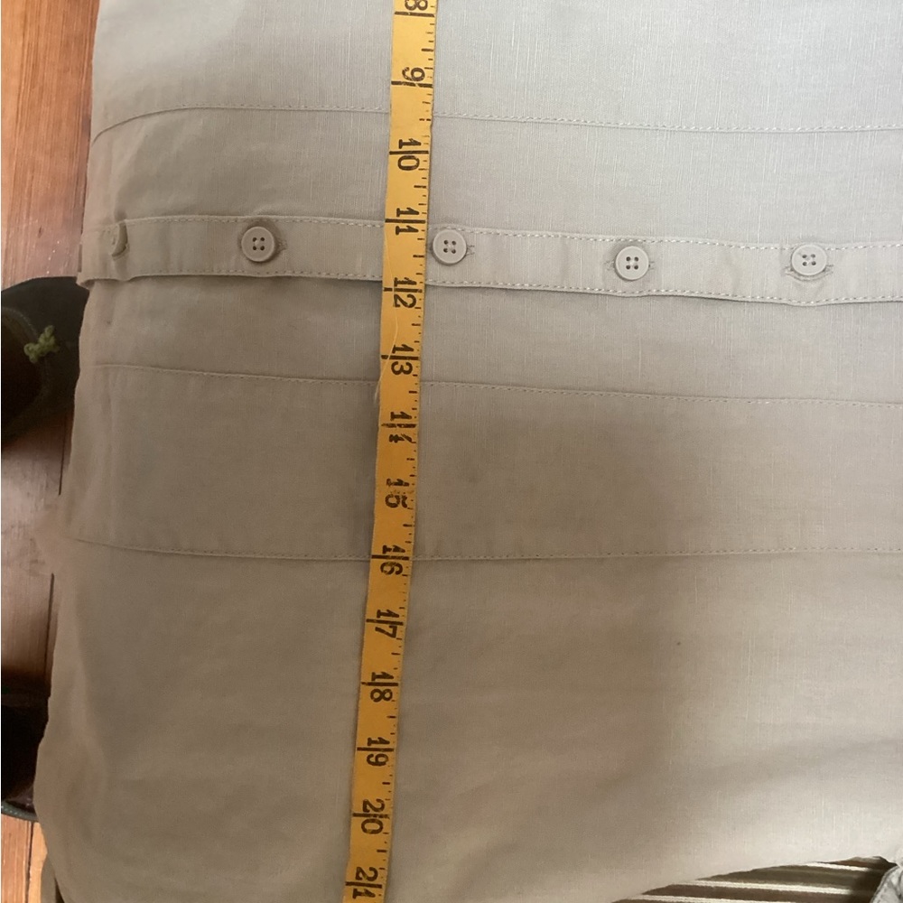 NWOT LL Bean tan linen cotton belted shirt dress MED REG 3/4 sleeve Never Worn - Picture 11 of 14
